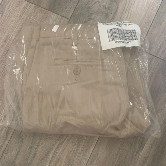 NWT LANDS' END BOY'S IRON KNEE BLEND FRONT CHINO PANTS KHAKI - Picture 3 of 16